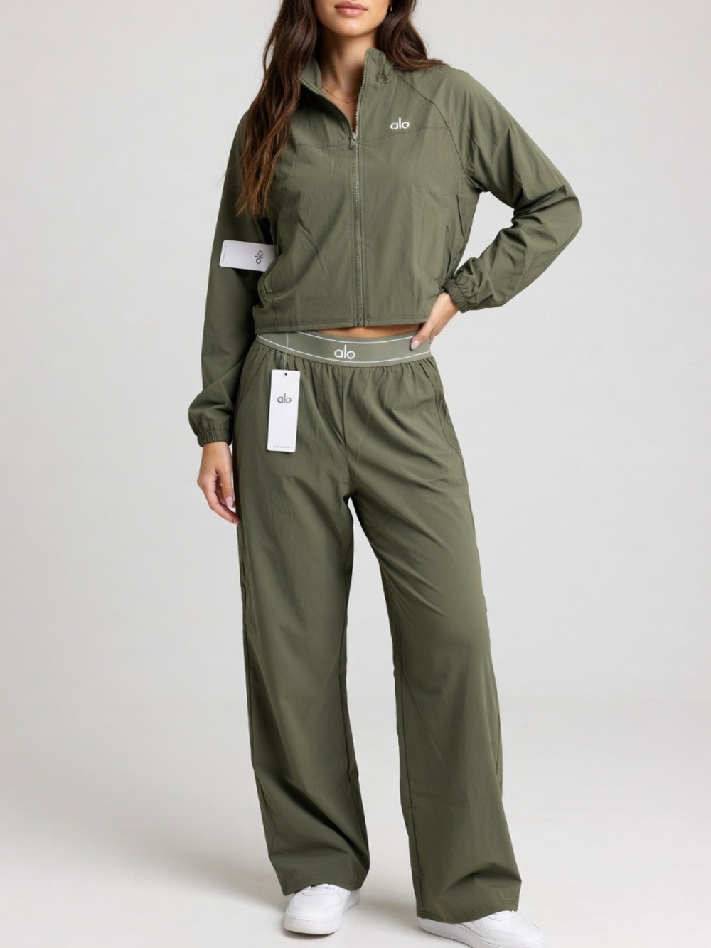 Military Green Wide-Leg Trouser  Pants